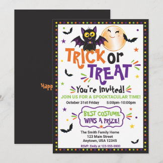 Invitación Fiesta de Halloween 'Truco o Trato', Murciélago y