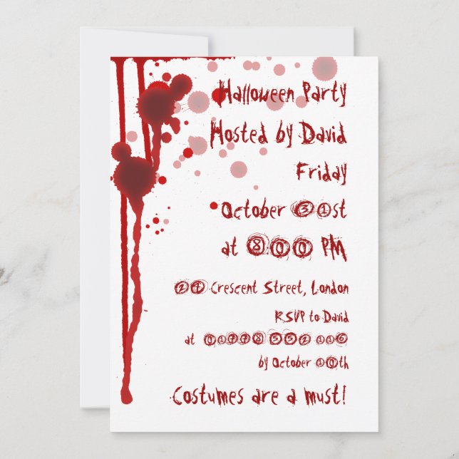 Invitación Fiesta de Halloween, un asesino en serie (Reverso)