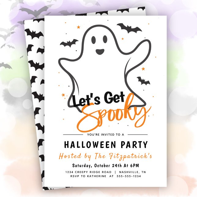 Invitación Fiesta de Halloween Vamos a Asustarnos (Let's Get Spooky Halloween Party Invitation)