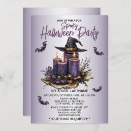 Invitación Fiesta de Halloween Velas Púrpuras da miedo