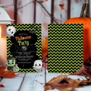Invitación Fiesta de Halloween Verde para Niños