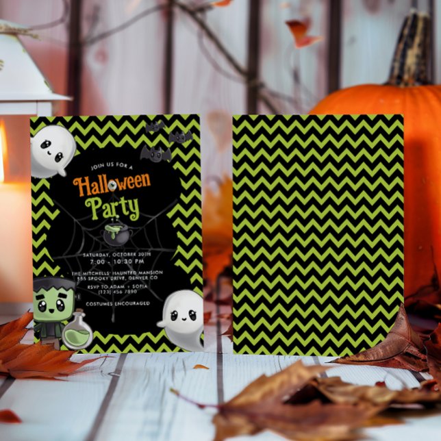 Invitación Fiesta de Halloween Verde para Niños (Subido por el creador)