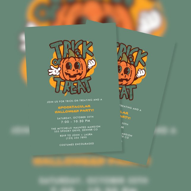 Invitación Fiesta de Halloween verde y calabaza (Subido por el creador)