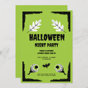 Invitación Fiesta de Halloween verde y negro, fiesta de Hallo