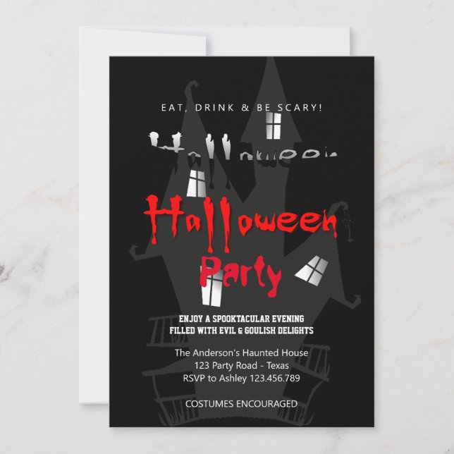 Invitación Fiesta de Halloween Vintage Gótico   (Anverso)
