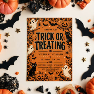 Invitación Fiesta de Halloween Vintage 'Truco o Trato'
