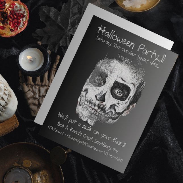 Invitación Fiesta de Halloween Voodoo Smile (Voodoo Smile Halloween Party Invitation)