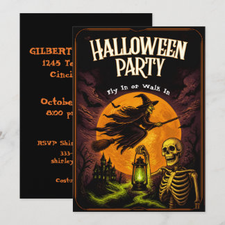 Invitación Fiesta de Halloween Vuela o Camina