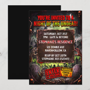 Invitación Fiesta de Halloween Zombie No Muerto