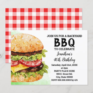 Invitación Fiesta de hamburguesas acuáticas de cumpleaños BBQ