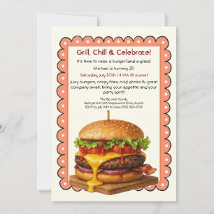 Invitación Fiesta de Hamburguesas Celebración Divertida de