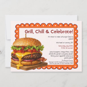 Invitación Fiesta de Hamburguesas Celebración Divertida de