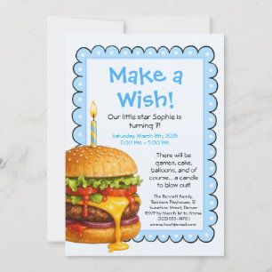 Invitación Fiesta de Hamburguesas Cumpleaños de Niños