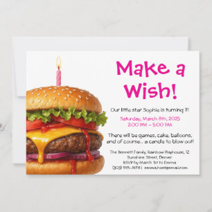 Invitación Fiesta de Hamburguesas Cumpleaños de Niños