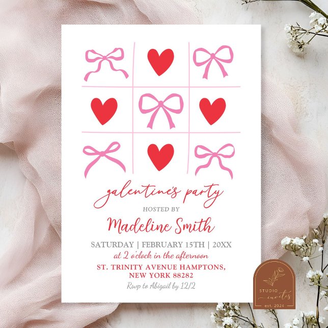 Invitación Fiesta de Hand Drawn Coquette xoxo galentines (Subido por el creador)