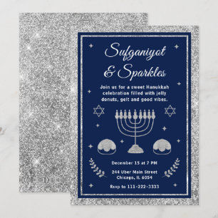 Invitación Fiesta de Hanukkah Sufganiyot y destellos