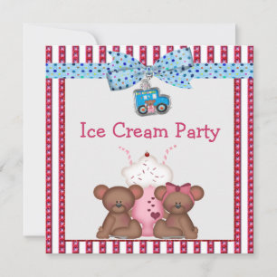 Invitación Fiesta de helado de oso de peluche