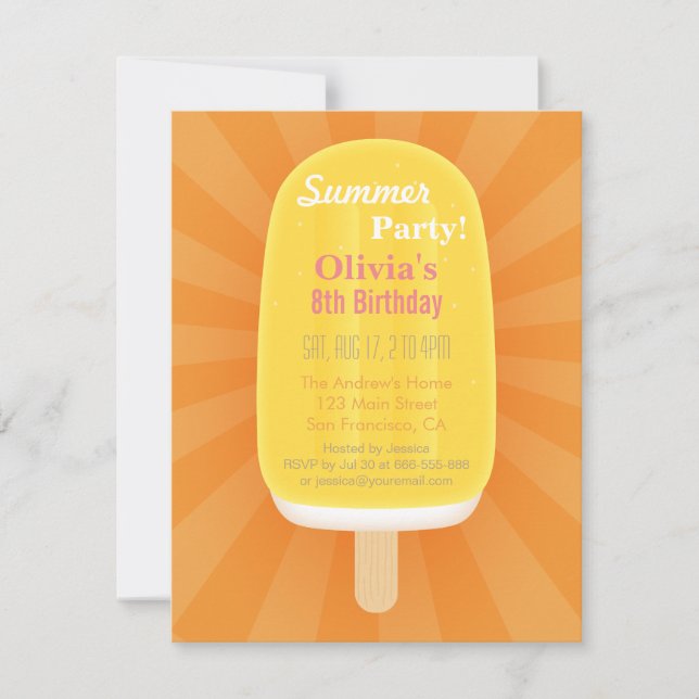 Invitación Fiesta de helado de paleta de verano genial (Anverso)