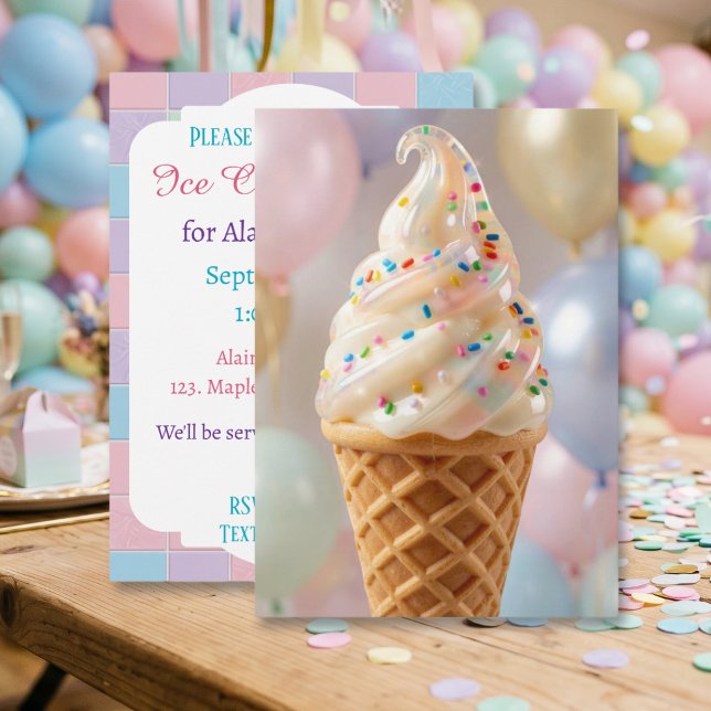 Invitación Fiesta de Helado Pastel (Subido por el creador)