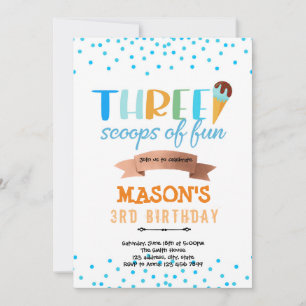 Invitación Fiesta de helado tres bolas