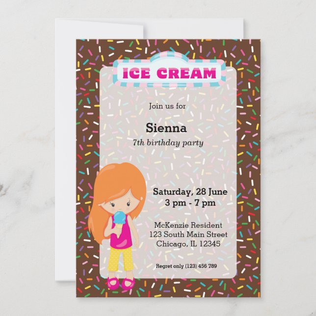 Invitación Fiesta de helados (Anverso)