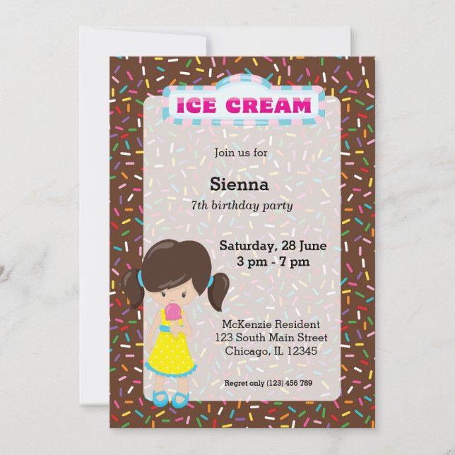 Invitación Fiesta de helados (Anverso)