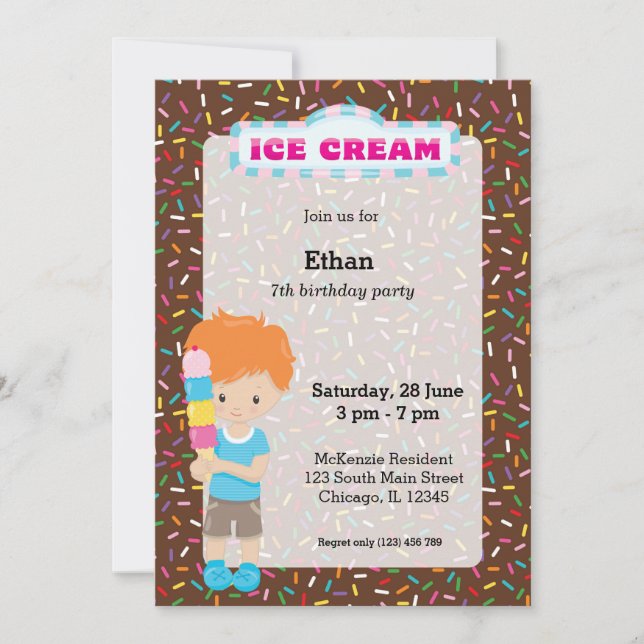 Invitación Fiesta de helados (Anverso)