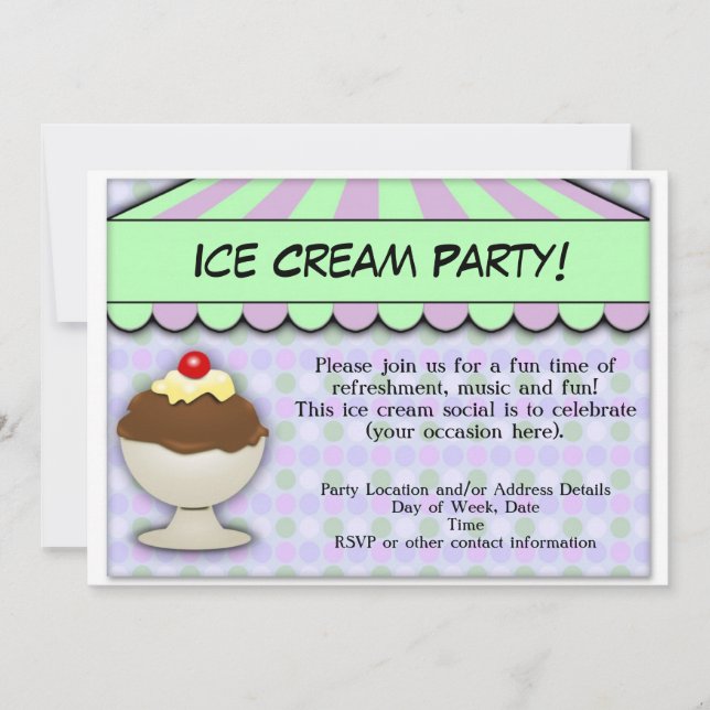Invitación Fiesta de helados, pastel Sweet Shoppe (Anverso)