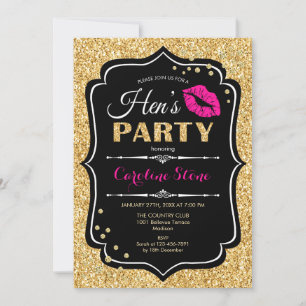 Invitación Fiesta de Hens - Oro rosado negro