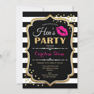 Invitación Fiesta de Hens - Oro rosado negro