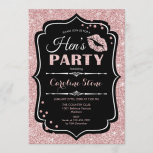 Invitación Fiesta de Hens - Rosa negro Gold