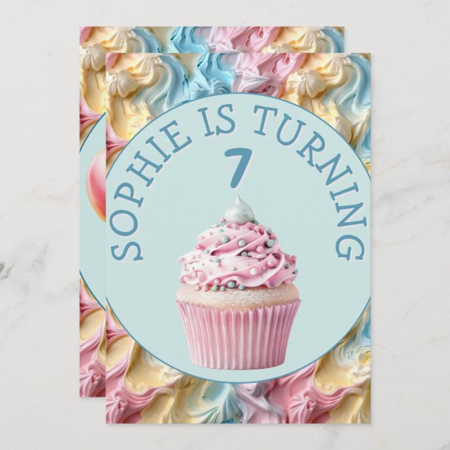Invitación Fiesta de hielo ButterCrema Cumpleaños (Anverso / Reverso)