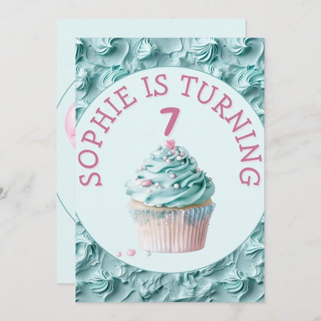 Invitación Fiesta de hielo ButterCrema Cumpleaños (Anverso / Reverso)