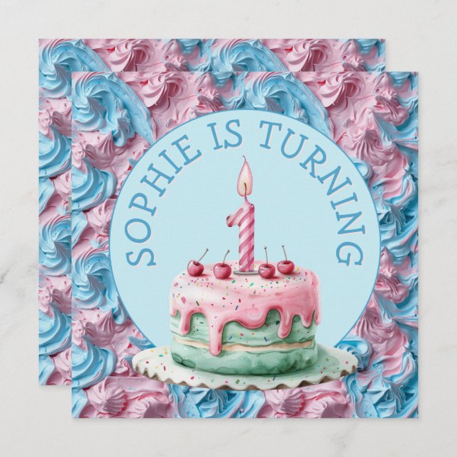 Invitación Fiesta de hielo ButterCrema Cumpleaños (Anverso / Reverso)