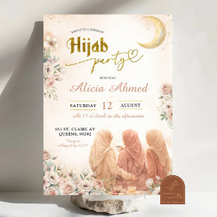 Invitación Fiesta de Hijab Floral Beige Boho