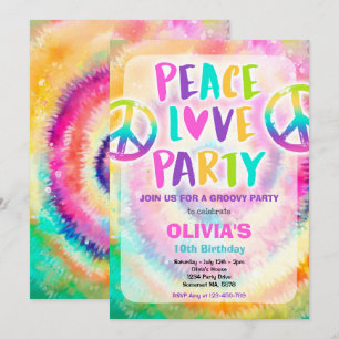 Invitación Fiesta de hippy de la fiesta de cumpleaños del tin