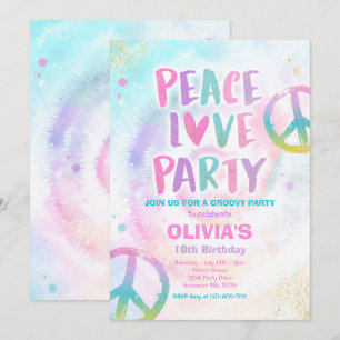 Invitación Fiesta de hippy de la fiesta de cumpleaños del tin