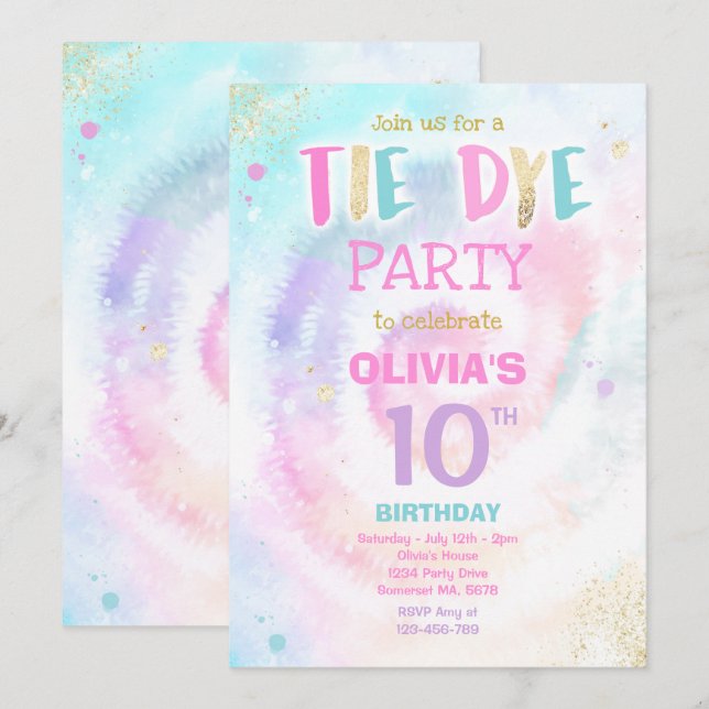 Invitación Fiesta de hippy de la fiesta de cumpleaños del tin (Anverso / Reverso)