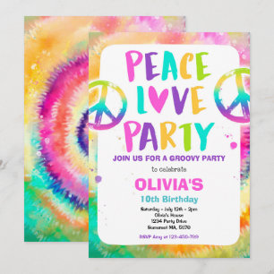 Invitación Fiesta de hippy de la fiesta de cumpleaños del tin