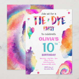 Invitación Fiesta de hippy en el partido de cumpleaños "Tie D
