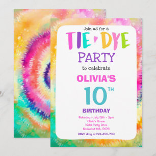 Invitación Fiesta de hippy en el partido de cumpleaños "Tie D