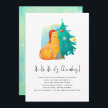 Invitación Fiesta de Ho Ho Ho Ho Cute Cat Tree<br><div class="desc">Fiesta de Navidades Ho Ho Ho Ho Cute Cat Tree. Estilo minimalista humorístico con un gato y un ilustracion de árbol festivo y el encabezado principal en un guión de estilo de escritura a mano. Personaliza fácilmente el resto del texto a tus propios detalles. En la parte trasera hay un...</div>