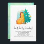 Invitación Fiesta de Ho Ho Ho Ho Cute Cat Tree<br><div class="desc">Fiesta de Navidades Ho Ho Ho Ho Cute Cat Tree. Estilo minimalista humorístico con un gato y un ilustracion de árbol festivo y el encabezado principal en un guión de estilo de escritura a mano. Personaliza fácilmente el resto del texto a tus propios detalles. En la parte trasera hay un...</div>