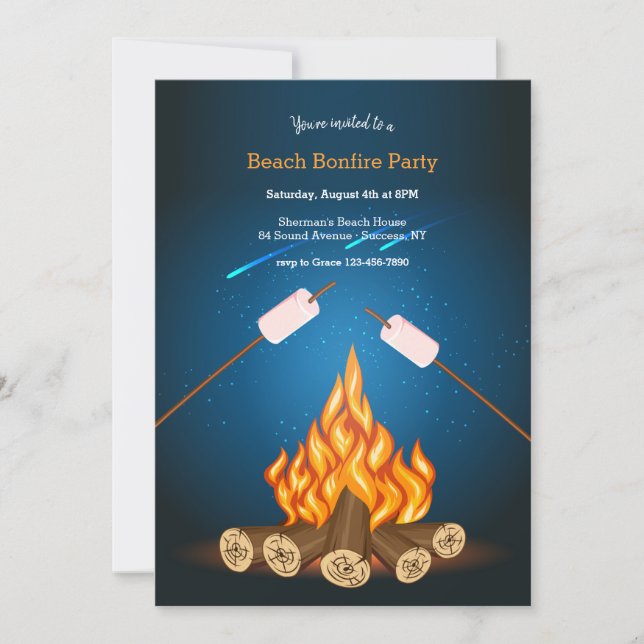 Invitación Fiesta de hogueras de playa (Anverso)