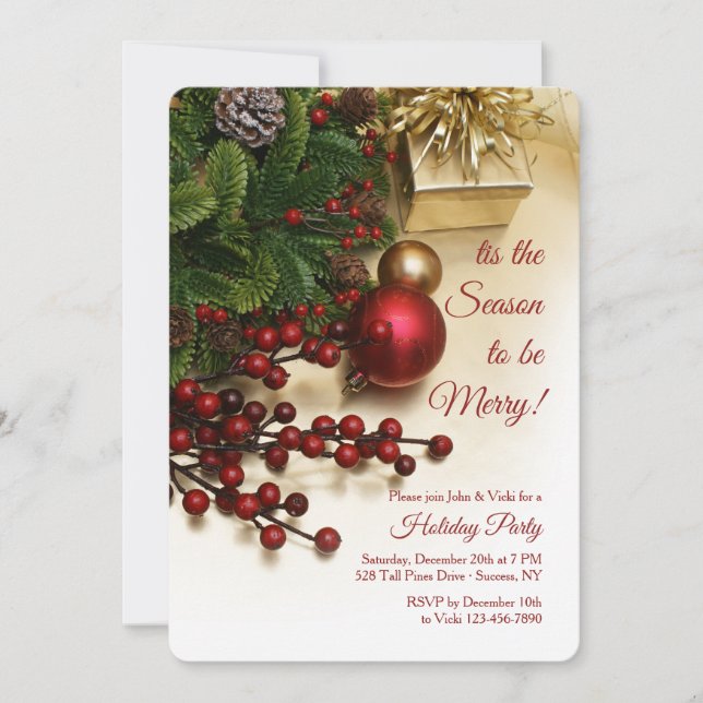 Invitación Fiesta de Holiday Berries (Anverso)
