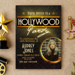 Invitación Fiesta de Hollywood con foto