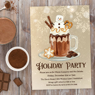 Invitación Fiesta de Hot Cocoa con Malvavisco de Muñeco de Ni