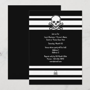 Invitación fiesta de huesos blancos y elegantes y negros