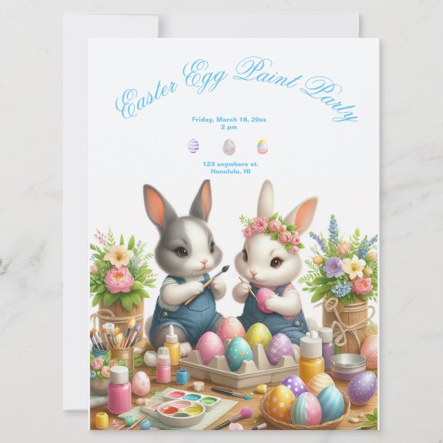 Invitación Fiesta de Huevo de Pascua/Primavera (Anverso)