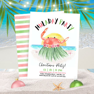 Invitación Fiesta de Huladay Cangrejo Navidad Tropical Hawaia